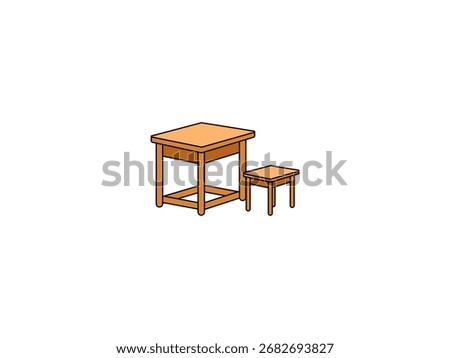 Vector illustration of cartoon school desk	