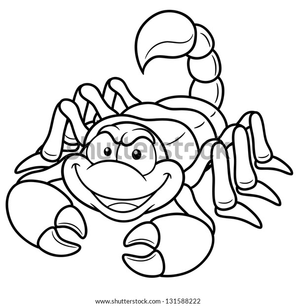 Vector Illustration Cartoon Scorpion Coloring Book Stock Vector