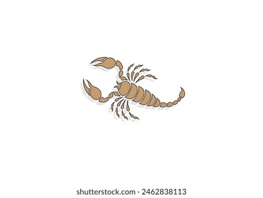 Ilustración vectorial de un escorpión de dibujos animados sobre un fondo blanco. Vista desde arriba