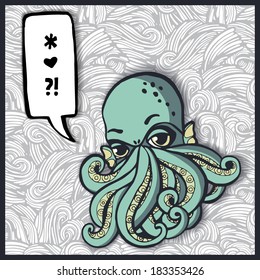 Vector illustration. Cartoon sea monster.