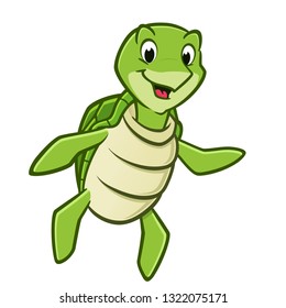 Vector illustration of a cartoon sea turtle for design element