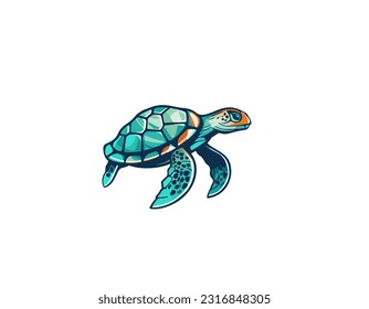 Ilustración vectorial de la tortuga marina aislada en fondo blanco