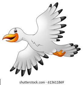 Vector illustration of Cartoon seagulls flying