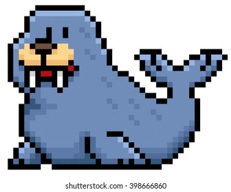 Vector illustration of Cartoon seal - Pixel design