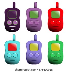 vector illustration. cartoon set of mobile phones in different colors
