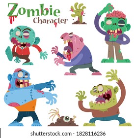 Vector illustration of Cartoon Set Zombie characters