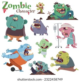 Vector illustration of Cartoon Set Zombie characters