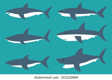 Vector illustration of Cartoon shark collection set