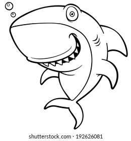 Vector illustration of Cartoon Shark - Coloring book