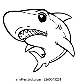 Vector illustration of Cartoon Shark - Coloring book for kids