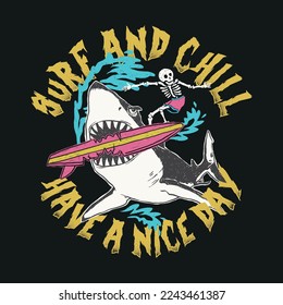 Vector illustration of cartoon shark and typography. For Boys t shirt.