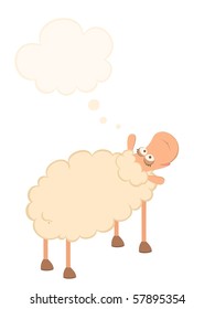 Vector illustration of cartoon sheep
