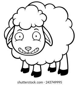 Vector illustration of cartoon sheep - Coloring book for kids