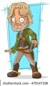 A vector illustration of cartoon sheriff in cool boots with gun