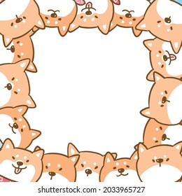 Vector Illustration of Cartoon Shiba Inu Dog Frame on White Background