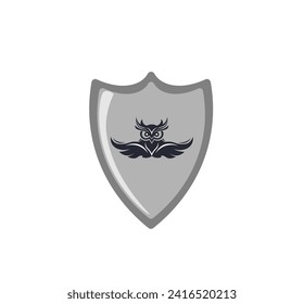 Vector illustration of a cartoon shield with an image of an owl