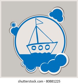 The vector illustration  of the cartoon ship.