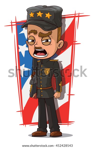 Vector Illustration Cartoon Shouting General Black Stock Vector