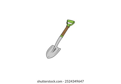 Vector illustration of a cartoon shovel with a handle