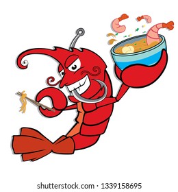 Vector Illustration of Cartoon shrimp