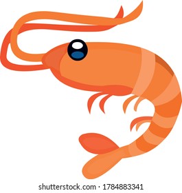 Vector illustration of a cartoon shrimp