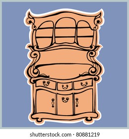The vector illustration  of the cartoon sideboard.