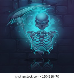 Vector illustration cartoon skeleton. For web, video games, user interface, design.