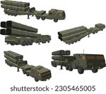 Vector illustration cartoon sketch of missile carrier combat vehicle