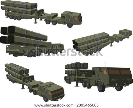 Vector illustration cartoon sketch of missile carrier combat vehicle
