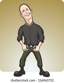 Vector illustration of cartoon skinhead man. Easy-edit layered vector EPS10 file scalable to any size without quality loss. High resolution raster JPG file is included.