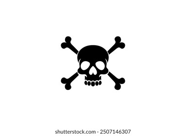 Vector illustration of cartoon skull with bones	