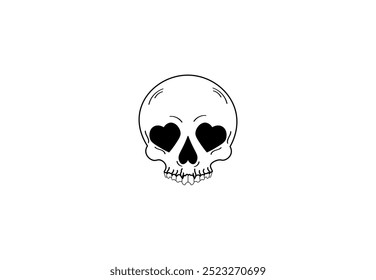 Vector illustration of cartoon skull in minimalist style