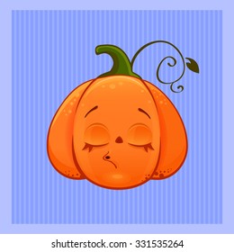 vector illustration of a cartoon sleeping cute Halloween pumpkin