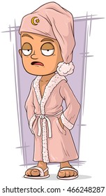 A vector illustration of cartoon sleepy man in sleepwear