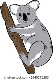 Vector illustration of cartoon Sloth climbing on a tree.