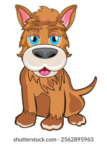 Vector illustration of the cartoon of the small dog