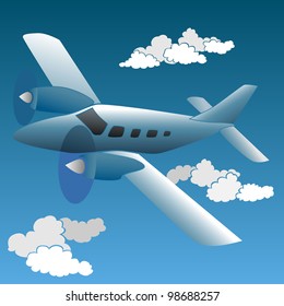 Vector illustration of cartoon small private plane.