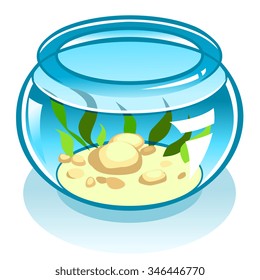 Vector Illustration Of Cartoon Small Spherical Aquarium.