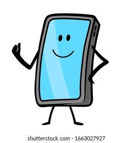 Vector illustration of cartoon smartphone with like gesture. 