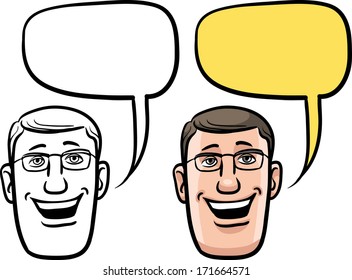 Vector illustration of cartoon smiling businessman face. Easy-edit layered vector EPS10 file scalable to any size without quality loss. High resolution raster JPG file is included. 