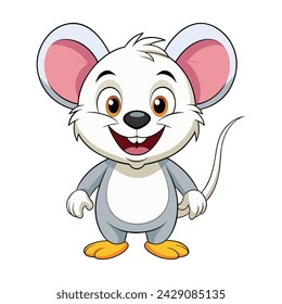 Vector of illustration cartoon smiling mouse on white