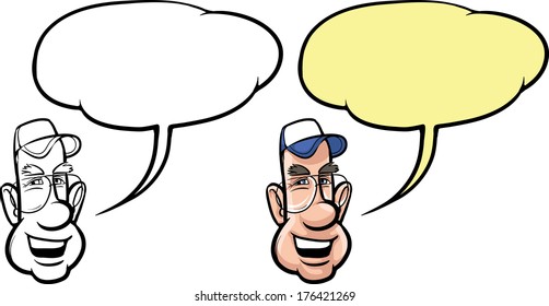 Vector illustration of cartoon smiling plumber face. 