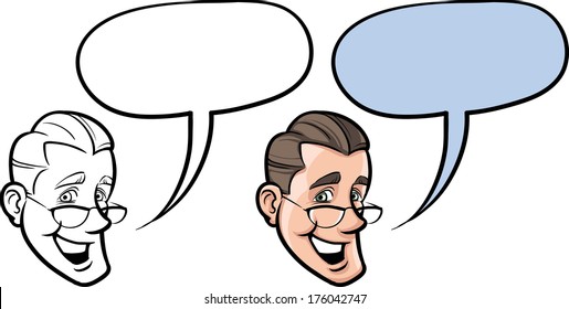 Vector illustration of cartoon smiling teacher face. 