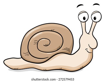 vector illustration of a cartoon snail with snail shell
