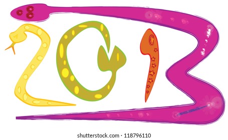 Vector illustration of cartoon snake 2013