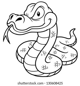 Vector Illustration of Cartoon Snake - Coloring book