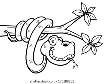 Vector Illustration Cartoon Snake Coloring Book Stock Vector (Royalty ...