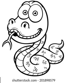 Vector Illustration of Cartoon Snake - Coloring book