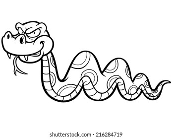 Vector Illustration of Cartoon Snake - Coloring book