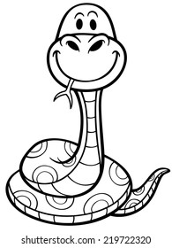 Vector Illustration of Cartoon Snake - Coloring book